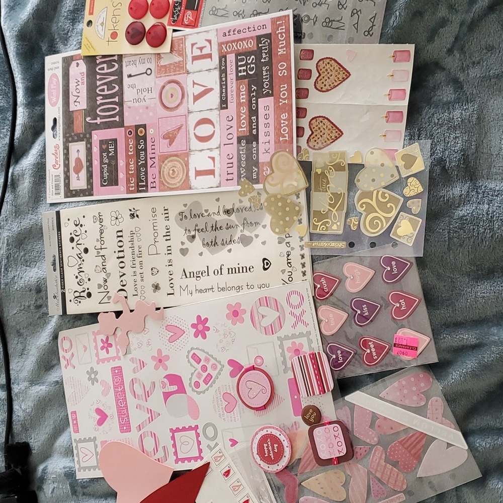 Love Sticker Bundle Lot Stickers Embellishments Hearts xoxo Scrapbooking #2